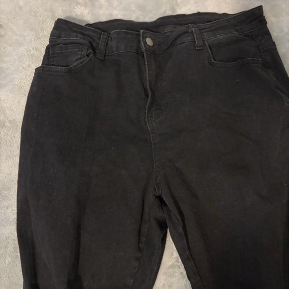 SHEIN Women's Black High Waist Split Hem Stacked Skinny Jeans - Picture 4 of 8